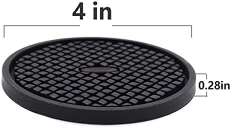 IYYI Silicone Drink Coasters Set of 6 in Holder, Cup Coaster for Drinks Deep Grooved Absorbent Coaster Protect Furniture from Damage Large 4 inch Cup Mat (Black)