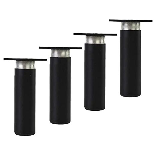 FTYYSWL X4 möbelben – sofffötter i aluminium justerbar höjd 6–40 cm med skruvar i rostfritt stål och gummikuddar – 6 cm/2,4 in_svart