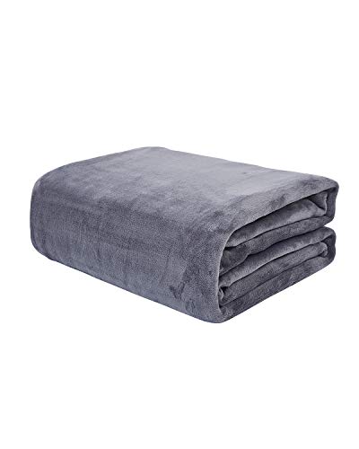 KMUSET Fleece Blanket Throw Size Dark Grey Lightweight Super Soft Cozy Luxury Bed