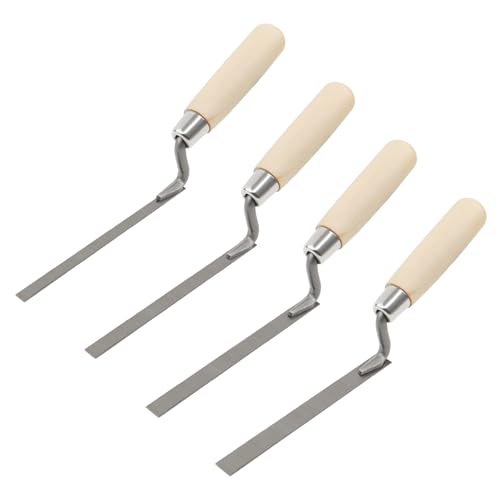 MISIQIMA 4 Pièces Truelle à Joints (Largeur 8mm, 10mm, 12mm, 15mm), Gasket Trowel avec une Poignée en Bois, Spatule à Joints en Acier au Carbone pour...