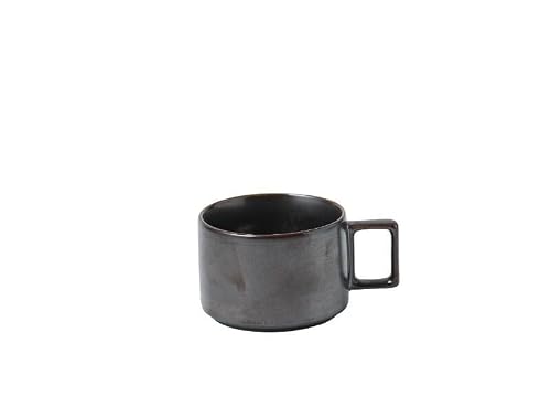 Image of Gohobi Handmade Stoneware Mug – Black & White Minimalist Ceramic Espresso Cup – 125ml & 300ml Options (Black, 125ml)