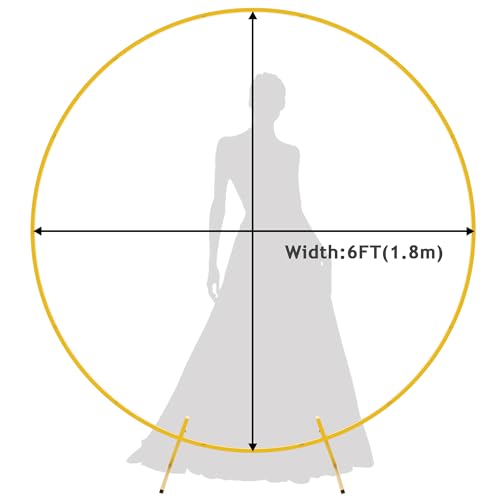 Image of Fomcet 6ft Round Backdrop Stand Gold Circle Arch Metal Wedding Arch | Circle Backdrop Stand Round Arch Stand Balloon Arch Frame for Wedding Ceremony Birthday Party Baby Shower Bridal Decorations