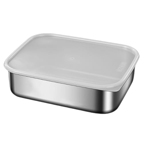 yanwuwa Recipiente de almacenamiento de alimentos de acero inoxidable de gran capacidad, a prueba de fugas, con tapa, para el hogar y la oficina