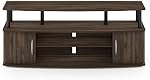 Furinno Jaya TV Stand, Entertainment Center with Open Shelf, TV Console, for TV up to 55 Inch, with 2 Doors and Cable Management Holes, for Living Room, Bedroom, Columbia Walnut