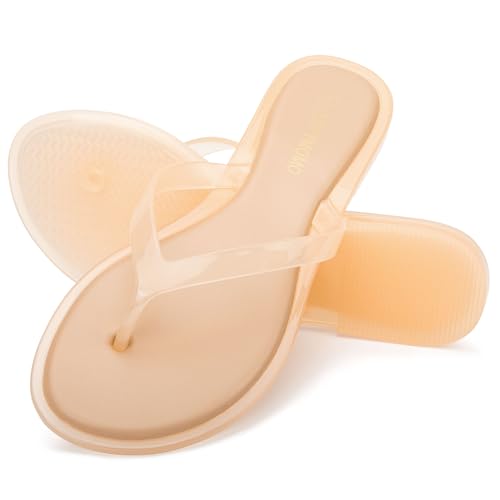Luffymomo Women's Casual Jelly Flip Flops,Beige,9 by Luffymomo - Used condition - Image 2