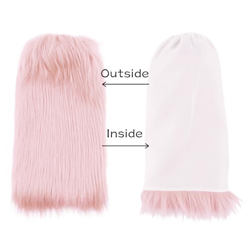 Image of Peecabe Winter Women Faux Fur Fluffy Leg Warmers Fuzzy Long Boot Covers Furry For Christmas