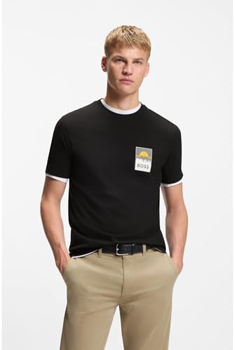 Boss Para Hombre. 50556023 Camiseta Plain Negro (M), Casual, AlgodóN, Manga Corta - 3