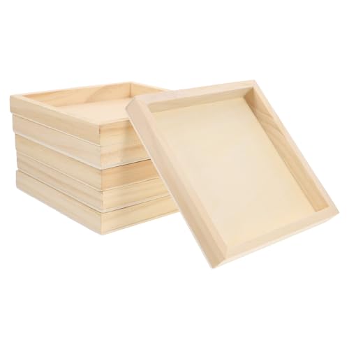 Homoyoyo 4.7x4.7x0.5inch Square Serving Tray 18Pcs Unfinished Wood Panels Tray Small Wood Serving for Crafts Wooden Panel Boards for Painting Pouring Arts Blank Puzzle by Homoyoyo - Image 8