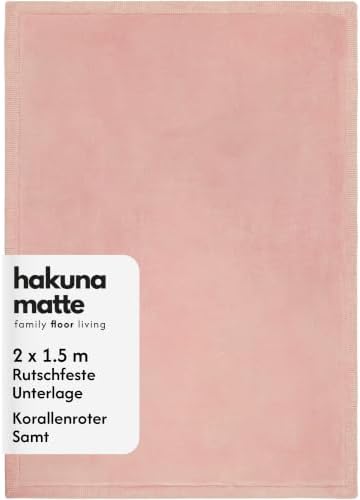 Hakuna Matte Wolkenweiche Spielmatte Baby 200x150x2,5cm, rosa | Coral Velvet Hochdichter Schaumstoff-Teppich für Krabbeln, gemütliches Spielen, wasserabweisend, pflegeleicht, für d