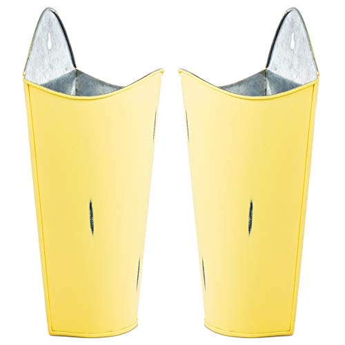 Monarch Abode 20711 Yellow Stonewashed Galvanized Metal Wall Planter (Set Of 2) #TOP5