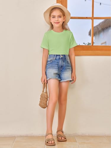 Image of Girls Short Sleeve T Shirts Kids Summer Tops Crewneck Tees 5-14 Years