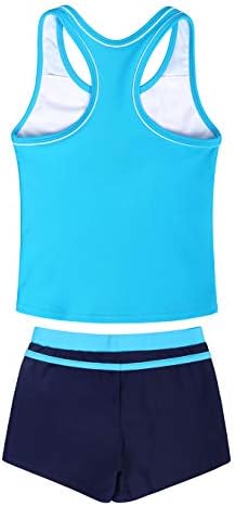 WonderBabe Kids Children Girl Two-Piece Boxer Shorts Tankini Kid Girls Sport Swimwear Summer Beach Swimsuit Swimming Outfit 3-15 Years