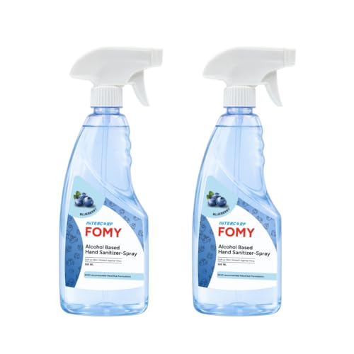 INTERCORP FOMY Sanitizer 500 ml | Blueberry Spray (Pack of 2) | Disinfectant for Hands & Surfaces | Gentle & Effective Germ Protection