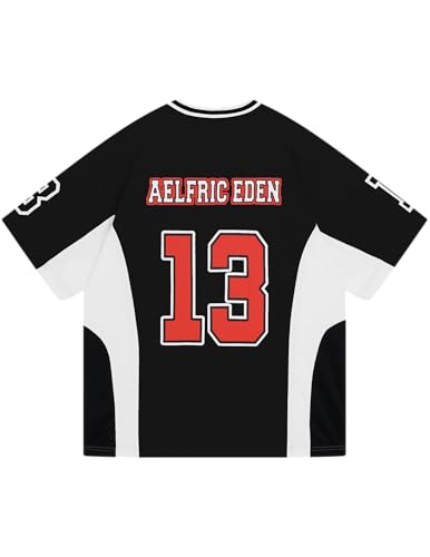 Aelfric Eden Jersey Shirts Color Blocking V-Neck Tee Oversized Vintage T Shirt Short Sleeve Casual Summer Tops