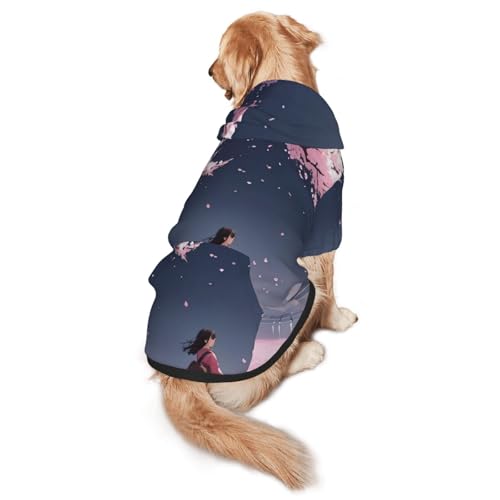Cherry Blossom (1) Print Dog Hoodie, Soft Comfort Dog Clothes with Leash Hole and Pockets or Medium Large Dogs -  KLBTR