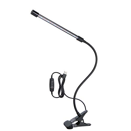 Preisvergleich Produktbild Atlojoys Einkopf-LEDs Pflanzenanbauleuchte mit einstellbaren 360 °Schwanenhälsen Rote und blaue Glühbirnen USB-Ladeklemme Wachstumslampe Automatisch aus mit 3 / 9 / 12H-Zykluszeitfunktion 5 dimmbare