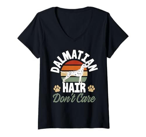 Mujer Dálmata pelo no importa divertido amante de los perros vintage retro Camiseta Cuello V