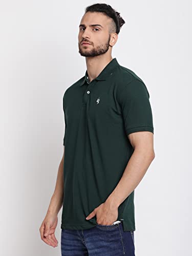 Image of Cantabil Men's Cotton Blend Solid Polo Neck T-Shirt (Regular Fit)
