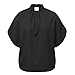 Womens Church Clergy Shirt Tab Collar Pleated Batwing Sleeves Blouse Top Black