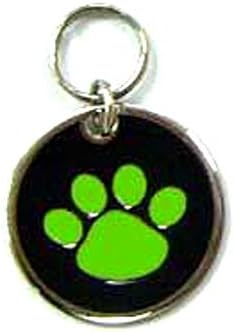 io tags Small Paw Stainless Steel Pet ID Tag Custom Engraved Dog Cat 7/8" Personalized (Green)