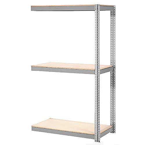 Global Industrial Expandable Add-On Rack 96x36x84 3 Level Wood Deck 800 lb. Cap Per Level Gry
