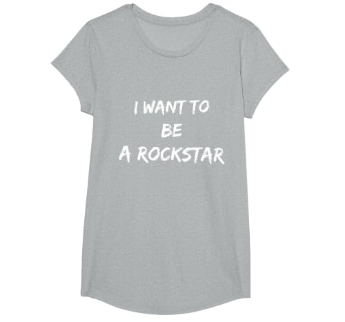 I Want to Be a Rockstar T-Shirt T-Shirt, Girls, Heather Grey, Medium