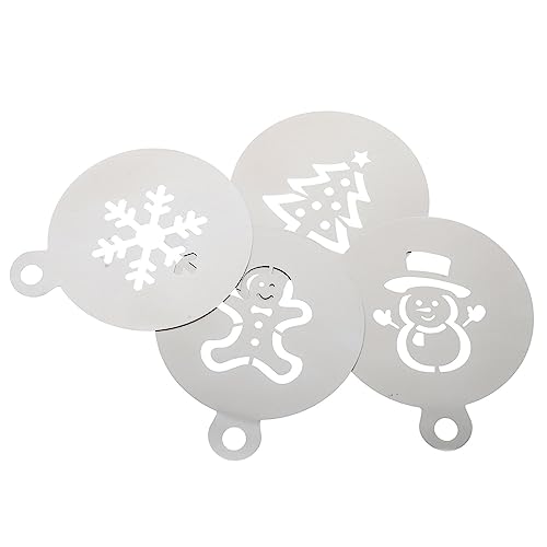 NOLITOY Christmas Stencils Latte Art Baking Cake Stencils Painting Templates Silver
