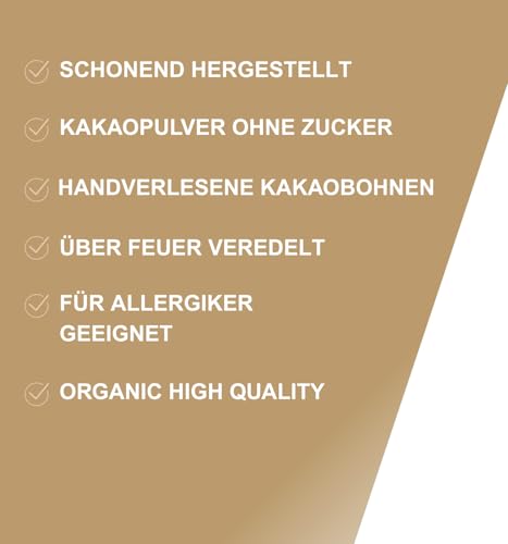 Bio Kakaopulver Rohkost von Edelmond. Cadmium Analysiert. 100% pur + entölt als Rohkost oder Smoothie cacao. AAA Chocolatiers Qualität (200GR)