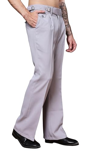 Image of Gurkha Pants for Men | Trouser for Men | Formal Pant | Single Buckle | Bell Bottom Trouser High Waist Pleated Casual Trousers | Flared Bottom Leg Pants for Office Smart Casual Travel Party
