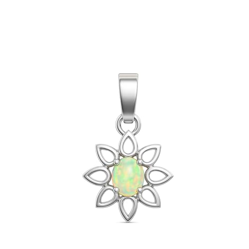 Pendentif en argent sterling et opale blanche éthiopienne véritable modèle ovale OP-070-23