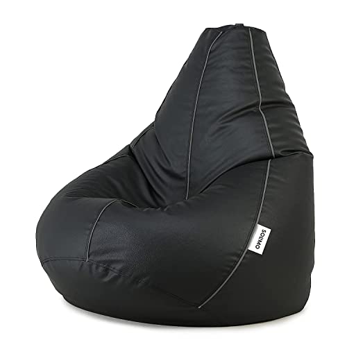 Image of Amazon Brand - Solimo Classic XXL Bean Bag Cover (Without Beans) - Black With Grey Piping