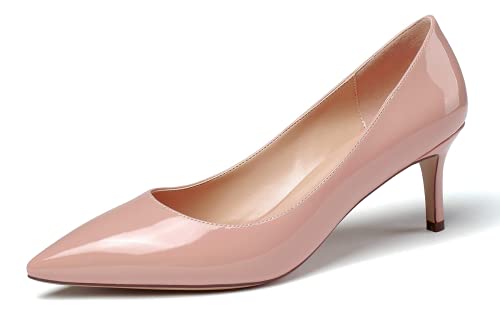 Eldof Women's Kitten Heel Pumps Pointed Toe Low Heels Slip on Comfort Pumps 2.6 Inches for Dress Party Office