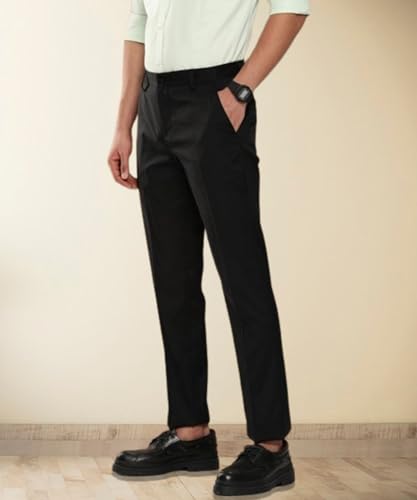 Image of MALENO Slim Fit Ankle Length Cotton Lycra Blend Formal Trouser for Men | Stretchable Ankle Length Formal Pant for Men