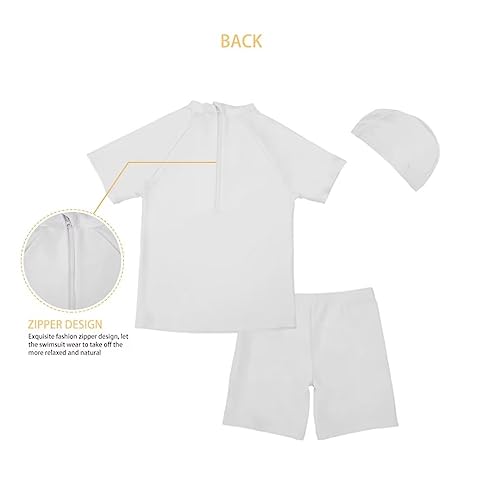 Youngerbaby Boys Swim Wear Rash Guard Swimsuits Kids Short Sleeve Sunsuit Sets with Swimming Cap…4
