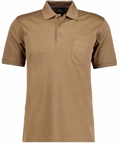 RAGMAN Polo de punto suave para hombre con bolsillo en el pecho, manga corta, Canela-088, 3XL