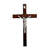 CZMZHFC HexiangStore Kruzifix-Wandkreuz, handgefertigtes Holzkreuz, Wanddekoration, katholisches Kruzifix, Taufgeschenke von Eltern und Verwandten, katholisches Kreuz