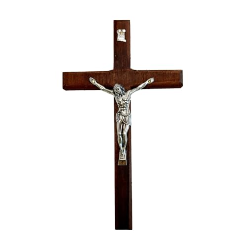 CZMZHFC Cruz de pared de crucifijo, hecha a mano, crucifijo católico, crucifijo católico, regalos bautismales de padres y familiares, cruz católica