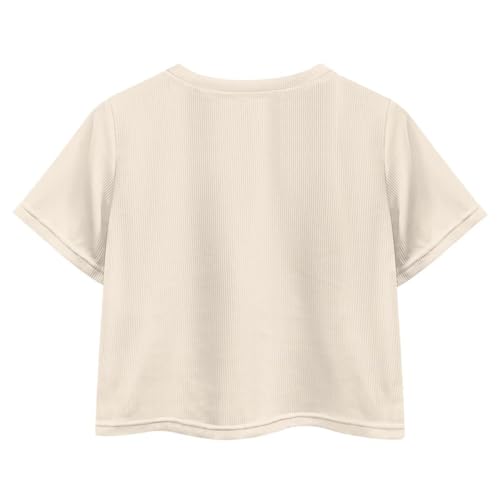 Image of Girls Fashion Crewneck Tee Shirts Casual Short Sleeve Crop Top Summer Outfits 5-14 Years Old
