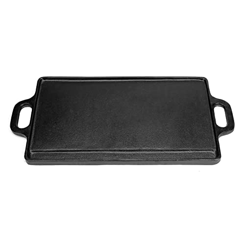 32nd Placa de hierro fundido apta para cocinas de gas, eléctricas y de inducción, placa de parrilla de doble cara con superficies planas y estriadas, 46 cm x 23 cm - imagen 5