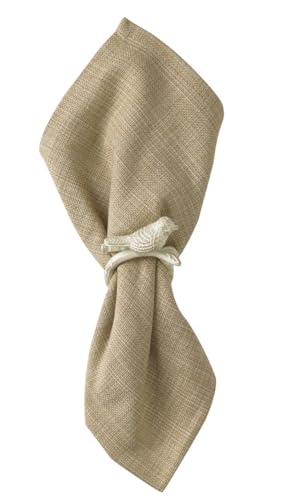 Park Designs Songbird Napkin Ring Set of 4 | Rustic Cream Metal Napkin Holders with Antique Finish |1.75