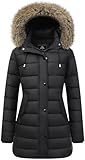 Women's Winter Thickened Down Jacket Warm Long Puffer Coat Waterproof Parka with Faux Fur Removable Hood