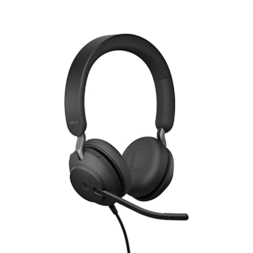 Image of Jabra Evolve2 40 PC Headset - Noise Cancelling Microsoft Teams Certified Stereo Headphones with 3-Microphone Call Technology - USB-A Cable - Black