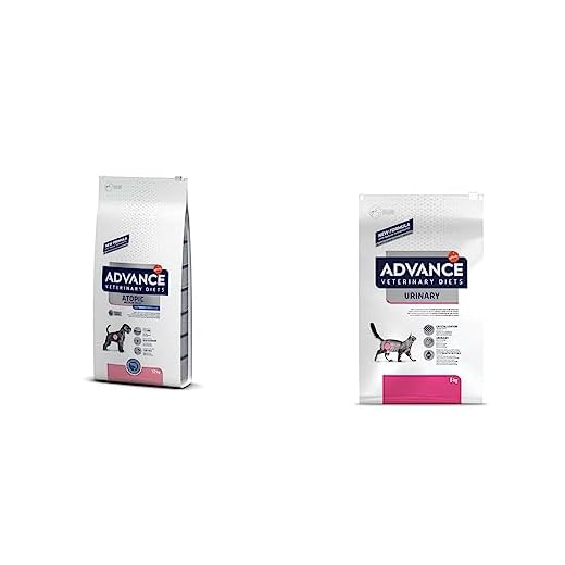 Advance Veterinary Diets Atopic Medium & Maxi - Croquettes pour Chiens avec Dermatite atopique - 12kg & Veterinary Diets Urinary - Croquettes pour Chats pour la Protection de l'appareil urinaire - 8kg