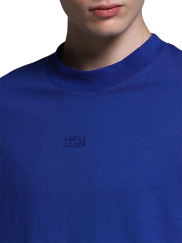 Image of Jack & Jones Men's Solid Round Neck Cotton Relaxed Fit T-Shirt | Boxy Fit | Drop Shoulders