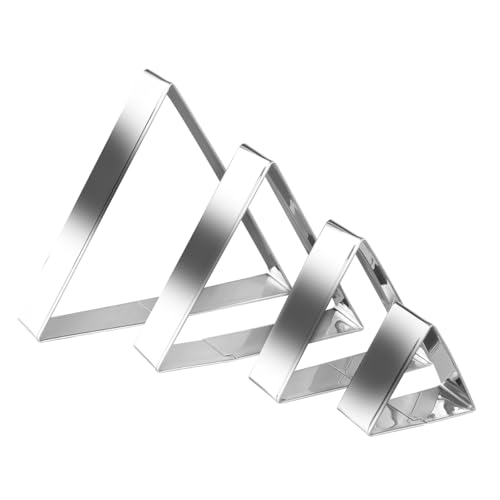 Equilateral Triangle Cookie Cutter Set Large Stainless Steel Geometric Frame Plaque Cookie Cutters Shapes Molds - 1 Inch Depth (4 Sizes)