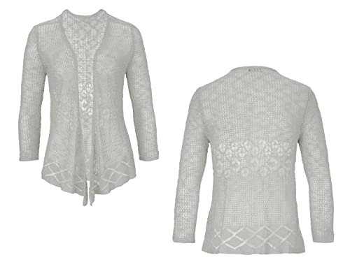 Image of Nulibenna Womens Sheer Shrug Sweaters 3 /4 Sleeve Open Front Tie Cardigan Bolero Jacket Lightweight Crochet Knit Cover Up Tops