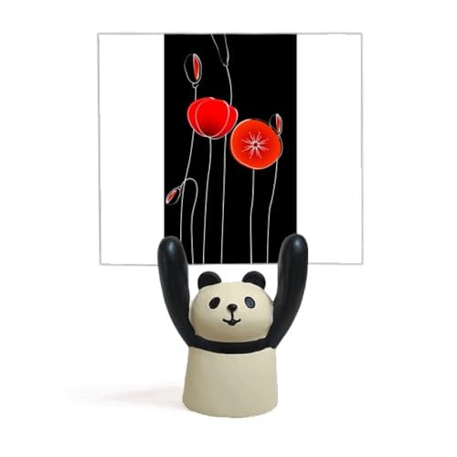 Support mémo en forme de panda avec motifs fleurs rouges pour bureau