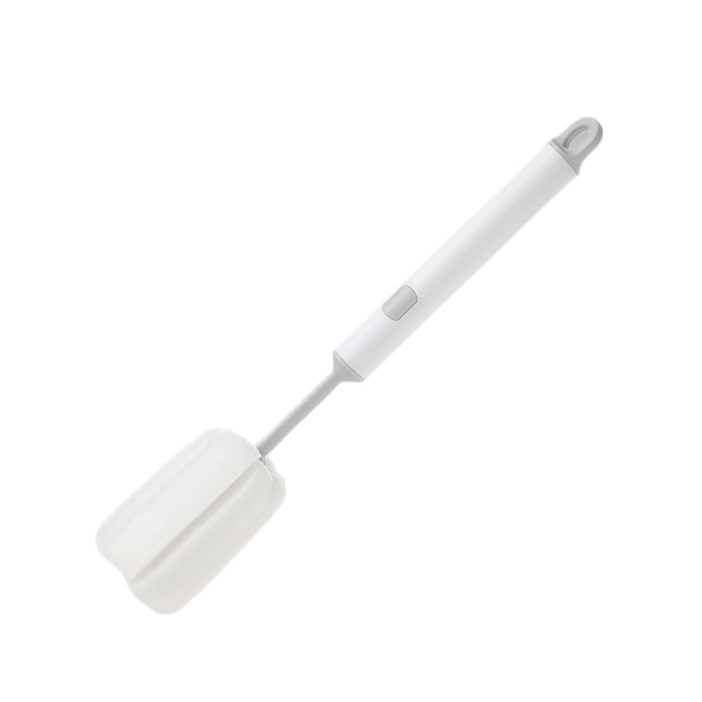 Sunrrafck White 1Pc Sponge Cleaning Cup Brush Long Handle For Coffee Glasses Pot Milk Mugs Wine Bottle Kitchen Dish Washing(White)