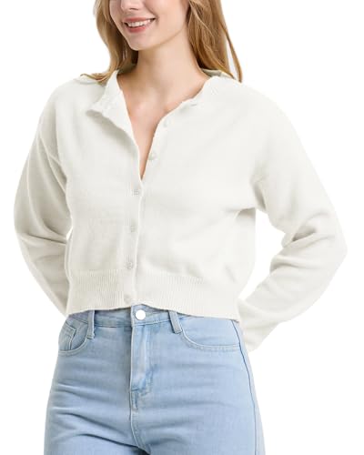 Image of Balimtoy Women's Cropped Cardigan Sweaters Long Sleeve Button Down Sweaters Knit Cardigan Cute Y2k Open Front Crop Top