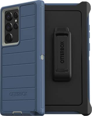 OtterBox Defender Pro Case & Belt Clip/Stand for Samsung Galaxy S22 Ultra (NOT S22 or Plus or Other Models) (Fort Blue)